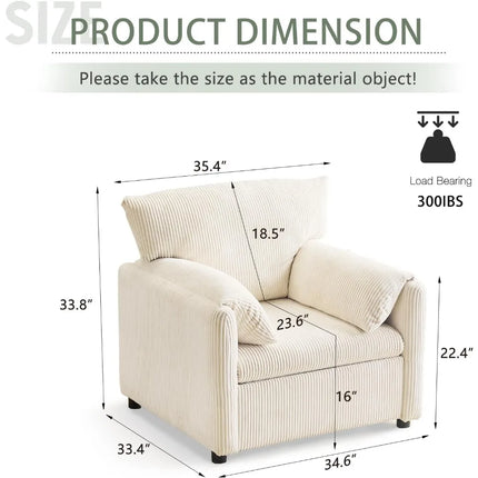 FurnitureZ l  Corduroy Single Sofa Chair Modern for Living Room