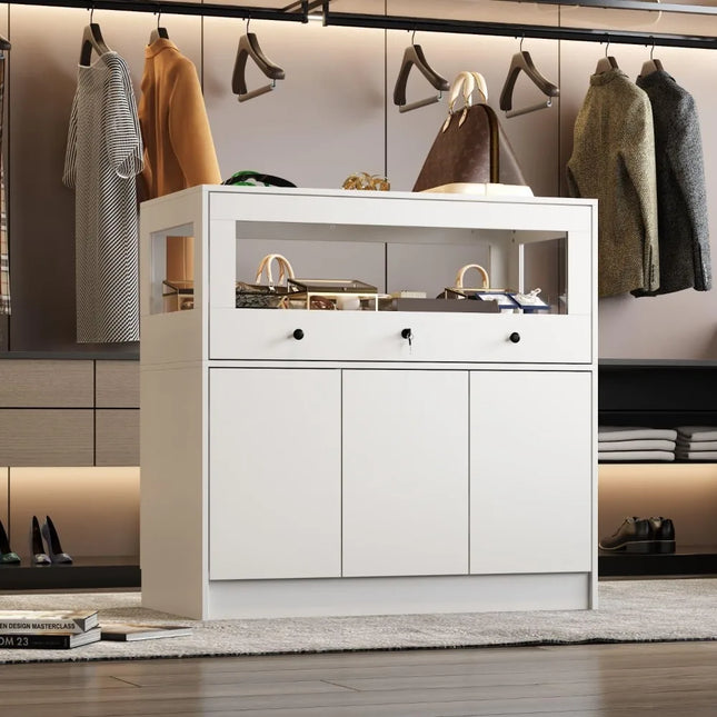 FurnitureZ l Island Storage with Glass for Dressing Room