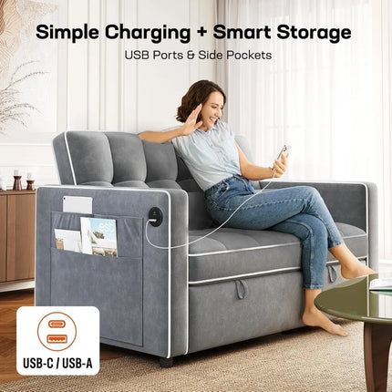 FurnitureZ l  3 in 1 Convertible Sleeper Sofa Bed for Living Room