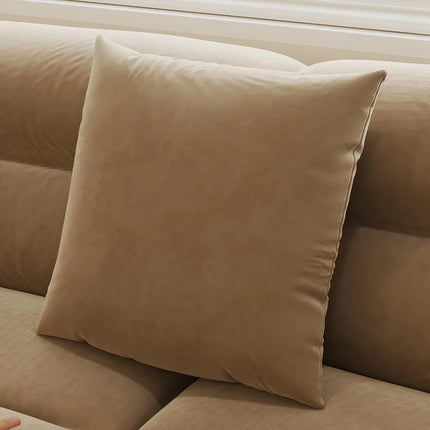 FurnitureZ l  110" W Curved Lazy Sofa with Soft Armrests and 3 Small Pillows for Living Room