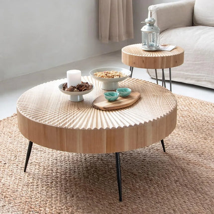 FurnitureZ l  Round Farmhouse-Style Nesting Table Sets for Living Room