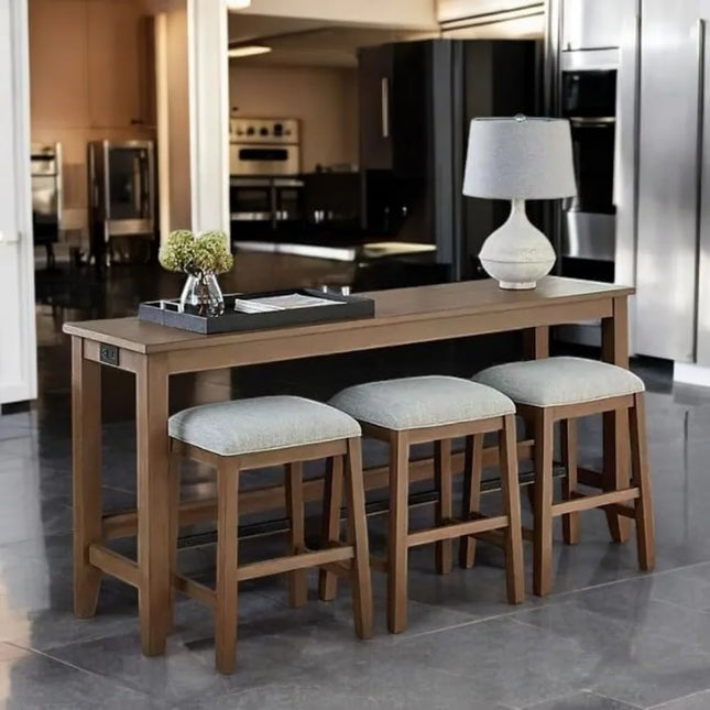 FurnitureZ l  Members Mark Lowell 4-Piece Console Table Set with Stools for Dining Room