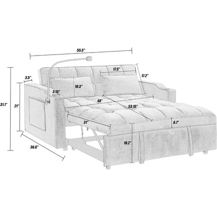 FurnitureZ l  3 in 1 Convertible Sleeper Sofa Bed for Bedroom