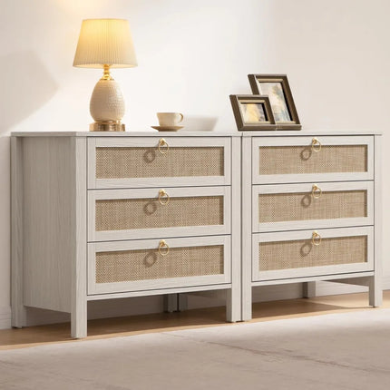 FurnitureZ l  White Nightstand Set 2 for Living Room, Bedroom