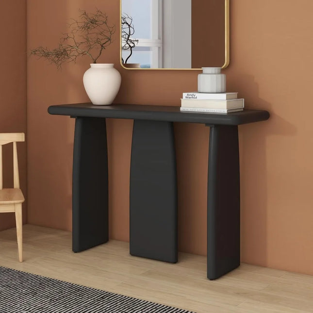 FurnitureZ l  47.24" Black Modern Console Table with 3 Legs for Living Room
