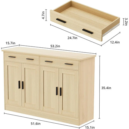 FurnitureZ l  Oak Buffet Cabinet  for Living Room, Dining Room