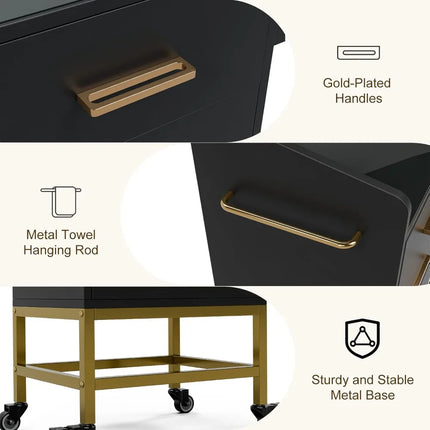 FurnitureZ l  Storage Trolley Cart with Lockable Wheels for Dressing Room, Bedroom