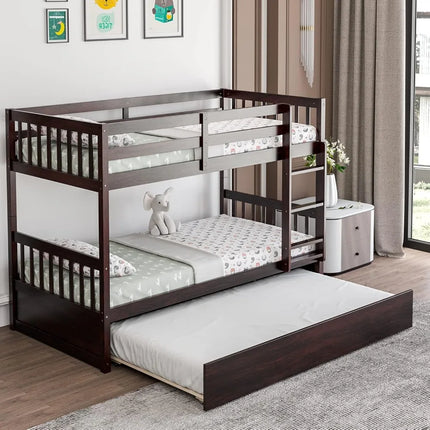 FurnitureZ l  Over Twin Bunk Bed with Trundle for Bedroom, Kids