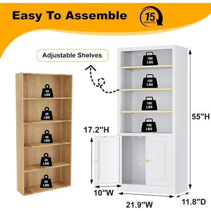 FurnitureZ l  White Metal Tall Pantry Cabinet for Kitchen, Dinng Room