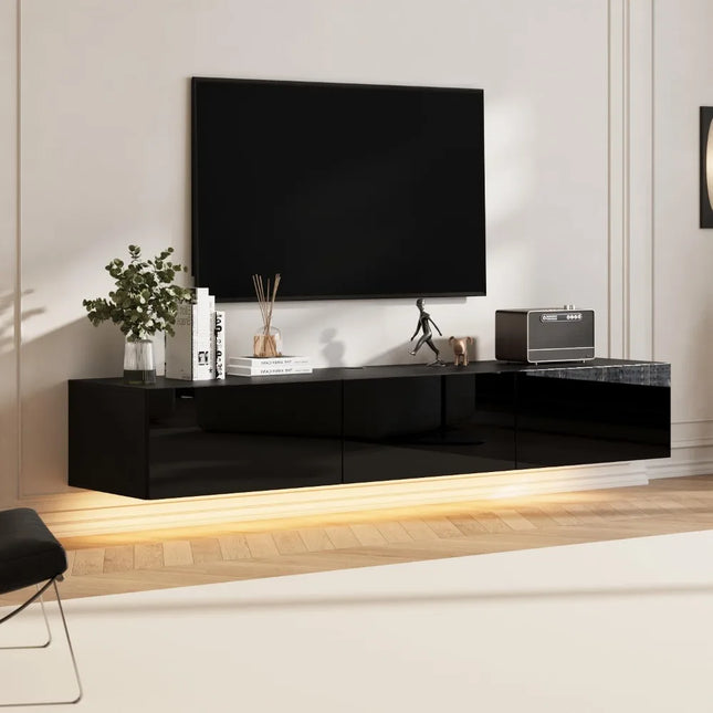 FurnitureZ l  63 Inch Wide Floating TV Stand for Living Room, Bedroom