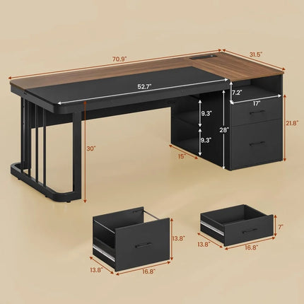 FurnitureZ l  70.9" Executive Desk for Home Office
