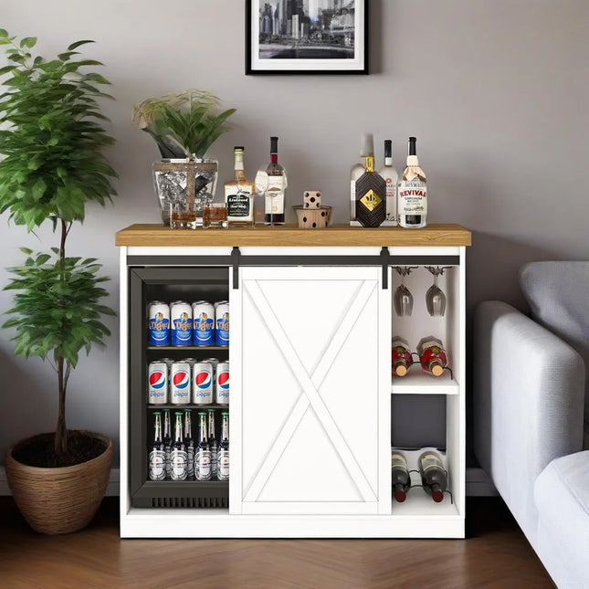 FurnitureZ l  Coffee Bar Cabinet with Fridge Space for Dining Room