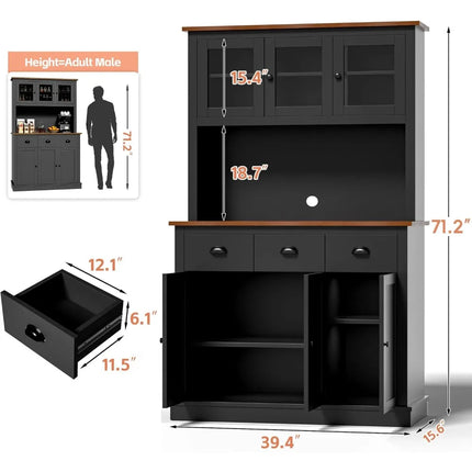 FurnitureZ l  71" Pantry Cabinet for Kitchen, Dining Room