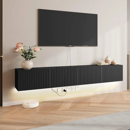 FurnitureZ l  71" Wall-Mounted Floating TV Stand for Living Room, Bedroom