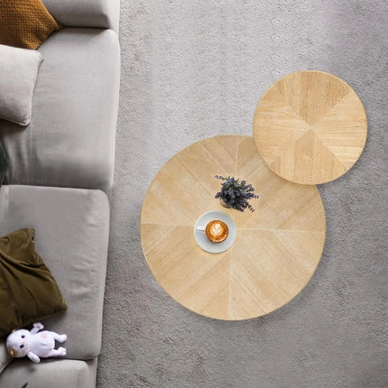 FurnitureZ l  Rustic Rattan Nesting Coffee Table Set for Living Room