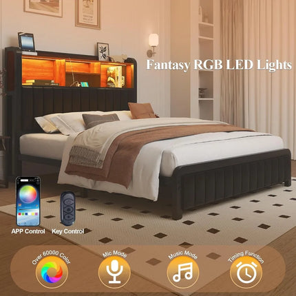 FurnitureZ l  Queen-Sized Upholstered Bed Frame for Bedroom