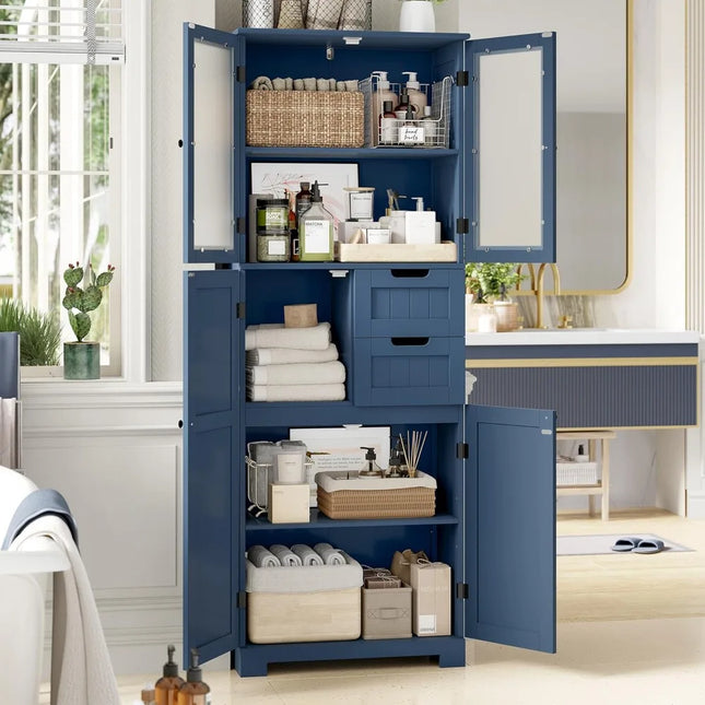 FurnitureZ l  67" Tall Storage Cabinet for Dining Room, Bathroom