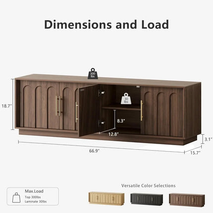 FurnitureZ l  75" Mid Century Modern Arched TV Stand for Living Room, Bedroom