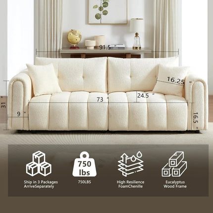 FurnitureZ l  91.5" Modern Boucle Sofas for Living Room