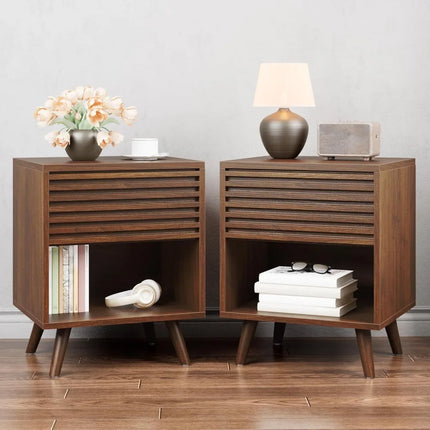 FurnitureZ l  Pair of Mid-Century Modern Nightstands Tables for Living Room, Bedroom