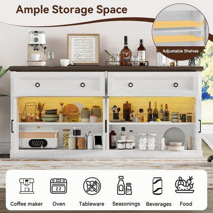 FurnitureZ l  Large 63" Wood Sideboard Buffet for Dining Room, Kitchen