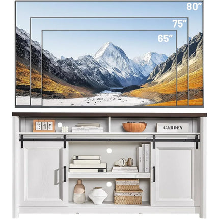 FurnitureZ l  80" TV Stand Rustic Farmhouse Entertainment Center for Living Room, Bedroom