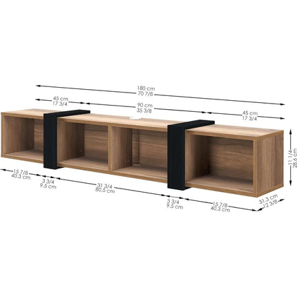 FurnitureZ l  71" Walnut Floating TV Stand for Living Room, Bedroom