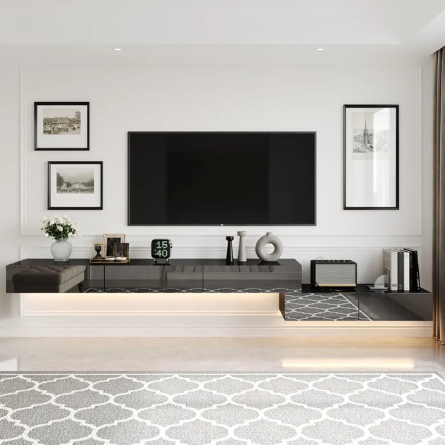 FurnitureZ l  Modern Wall-Mounted TV Stand for Living Room, Bedroom