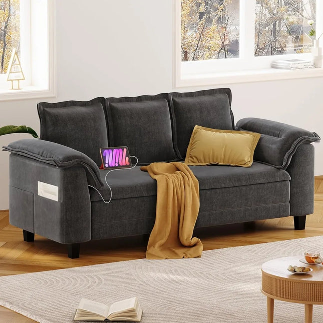 FurnitureZ l  85” Modern Comfy Sofa Couch with Extra Deep Seats for Living Room