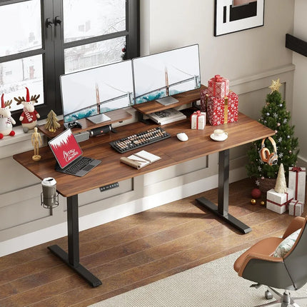 FurnitureZ l  Standing Desk with 2 Adjustable Monitor for Home Office