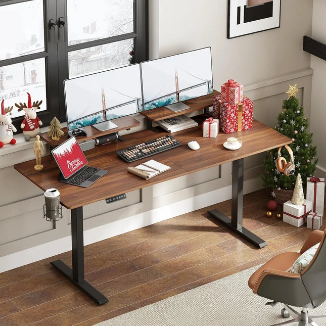 FurnitureZ l  Standing Desk with 2 Adjustable Monitor for Home Office