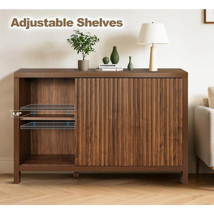 FurnitureZ l  Modern Fluted Sideboard Buffet Cabinet for Living Room, Dining Room