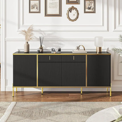 FurnitureZ l  Modern Fluted Sideboard Buffet Cabinet for Living Room, Dining Room