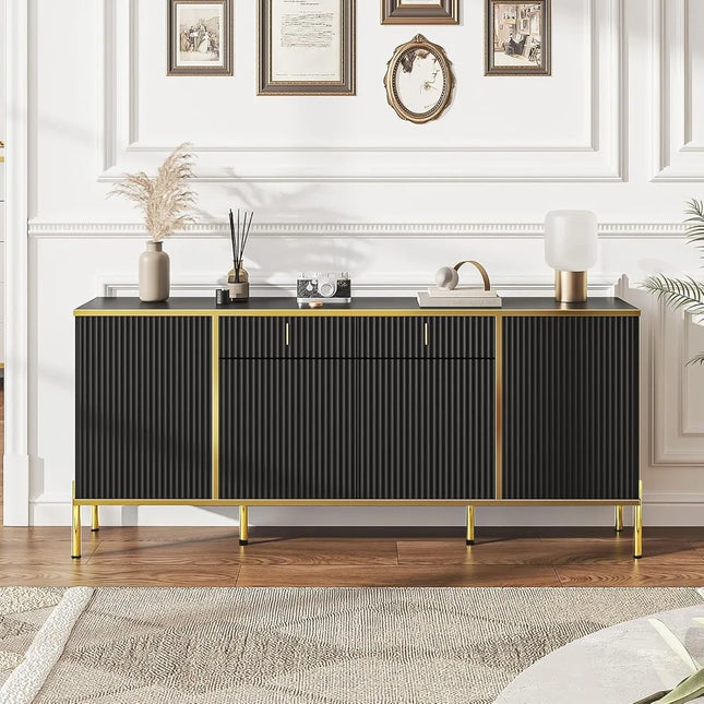 FurnitureZ l  Modern Fluted Sideboard Buffet Cabinet for Living Room, Dining Room
