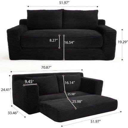 FurnitureZ l  Loveseat Sofa Bed Boneless Couch for Living Room