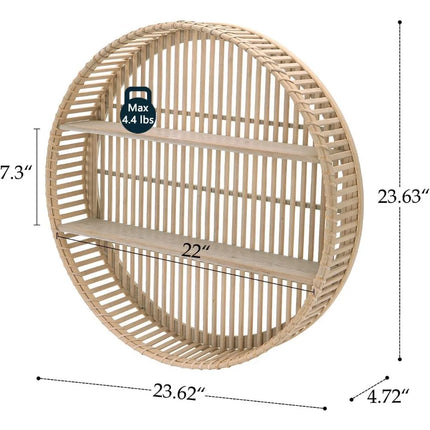 FurnitureZ l  Round Boho 3-Tier Rattan Wall Shelf for Bathroom