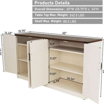 FurnitureZ l  65’’ Modern Accent Cabinet for Kitchen, Dining Room
