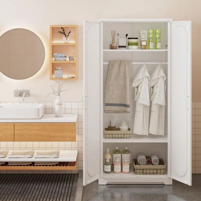 FurnitureZ l  White Metal Wardrobe Closet for Bedroom