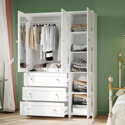 FurnitureZ l  71" 7-Door Wooden Armoire for Bedroom