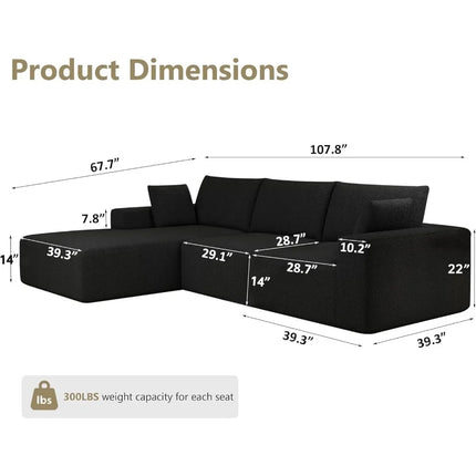 FurnitureZ l  108”Modular Sectional Sofa for Living Room