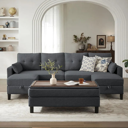 FurnitureZ l  100" Convertible Sectional Sleeper Sofa for Living Room