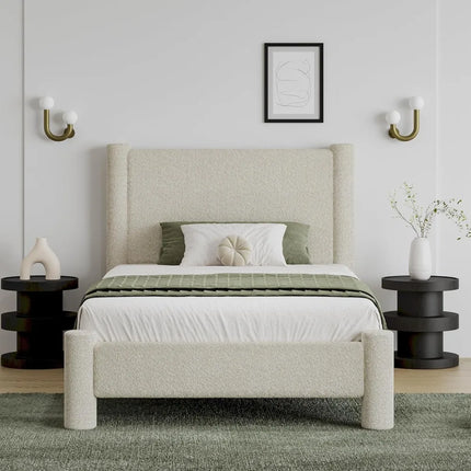 FurnitureZ l  Upholstered Platform Bed with Headboard for Bedroom