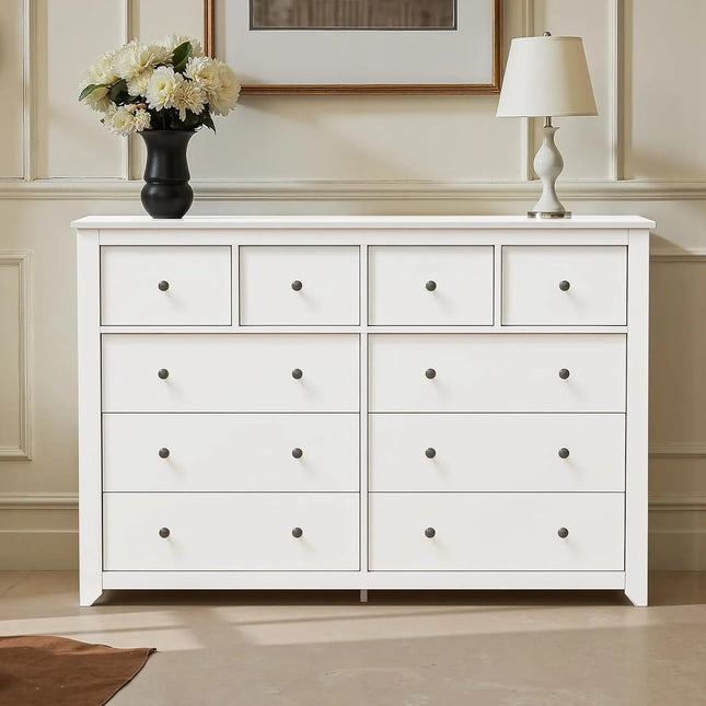 FurnitureZ l  White 10 Drawer Dresser for Bedroom, Dressing Room