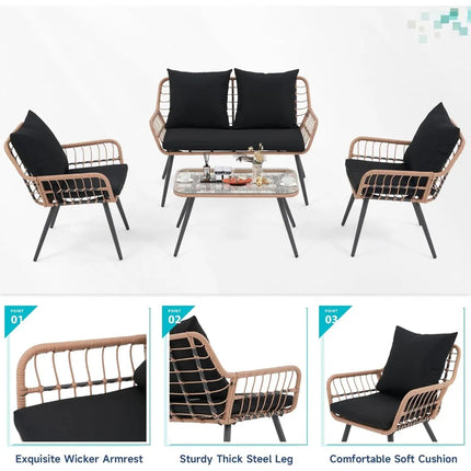 FurnitureZ l  4 Pieces Patio Furniture Set for Outdoor