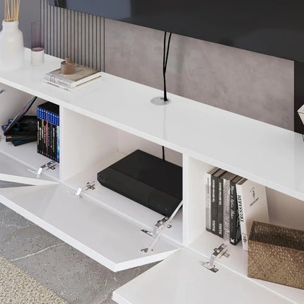 FurnitureZ l  Contemporary White 65" Floating TV Stand for Living Room, Bedroom