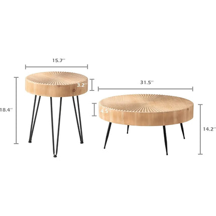 FurnitureZ l  Round Farmhouse-Style Nesting Table Sets for Living Room