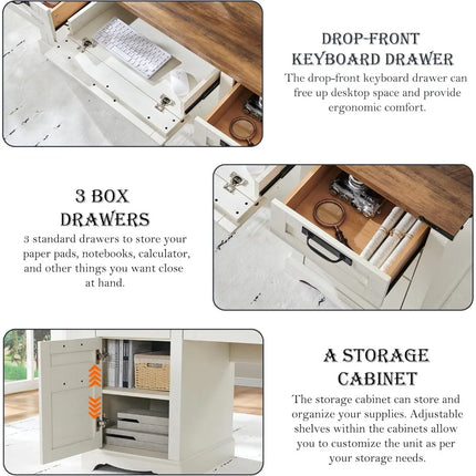 FurnitureZ l  60" Farmhouse Executive Desk for Home Office