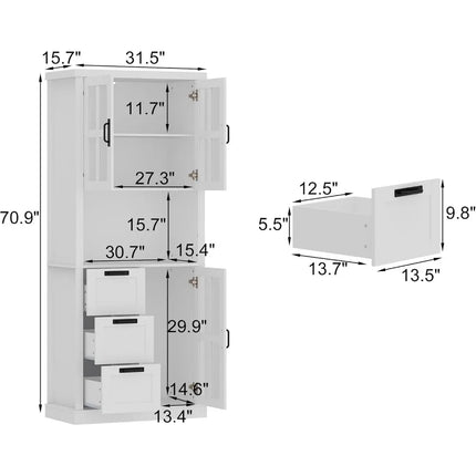 FurnitureZ l  Three-Door Glass Curio Cabinet for Living Room
