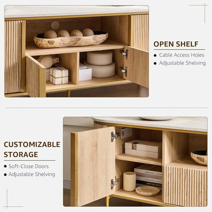 FurnitureZ l  70" Modern Chic Fluted TV Stand for Living Room