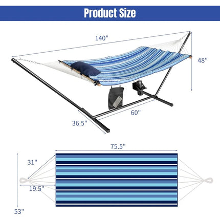 FurnitureZ l  Double Hammock with Stand for Outdoor